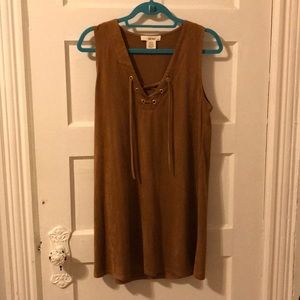 Tan suede mini dress